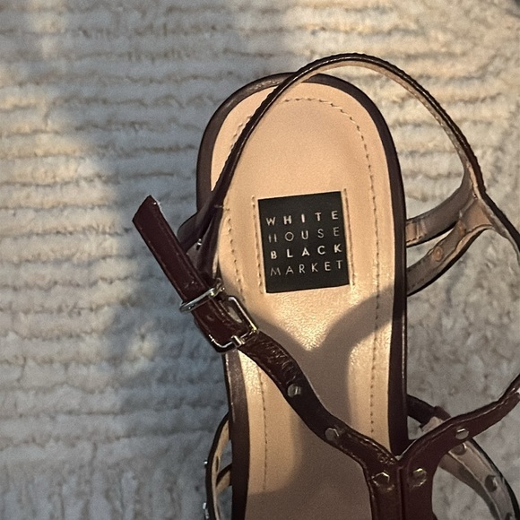 White House Black Market Polly studded Cabernet‎ Strappy sandals block heels 6.5 - Picture 10 of 13